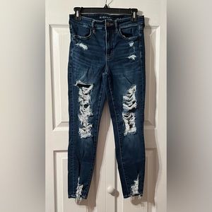 Women's American Eagle Next Level Stretch Hi-Rise Jeggings Distressed Jeans